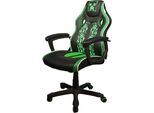 Gaming-Stuhl PHOENIX, schwarz, schwarz, B:61cm H:102cm T:62cm, Kunststoff, Metall, Polyester, Stühle, Gaming-Stuhl, grüne Absetzungen, Racing Chair