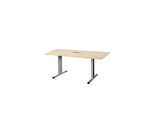 Schäfer Shop Select Besprechungstisch Planova Basic, mit Tischanschlussfeld, Rechteck, T-Fuss, B 1600 x T 800 x H 717 mm, Ahorn/weissaluminium RAL 9006
