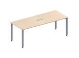 Schäfer Shop Genius Konferenztisch MODENA FLEX, 3-fach Anschluss, Rechteck, 4-Fuss Quadratrohr, B 2000 x T 800 x H 720-840 mm, Ahorn/weissalu