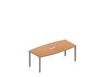 Schäfer Shop Genius Konferenztisch MODENA FLEX, 3-fach Tischanschlussfeld, Boot, 4-Fuss Quadratrohr, B 2000 x H 720-840 mm, Buche/weissaluminium