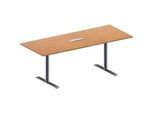 Schäfer Shop Genius Konferenztisch MODENA FLEX, 3-fach Anschluss, Rechteck, T-Fuss Rundrohr, B 2000 x T 800 x H 650-850 mm, Buche/weissalu