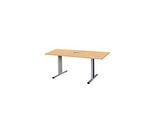 Schäfer Shop Select Besprechungstisch Planova Basic, mit Tischanschlussfeld, Rechteck, T-Fuss, B 1600 x T 800 x H 717 mm, Buche/weissaluminium RAL 9006
