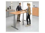 Schäfer Shop Select Besprechungstisch ERGO-T, mit Anschluss, elektrisch höhenverstellbar, Boot, T-Fuss, B 2000 x H 640-1300 mm, Buche/weissalu