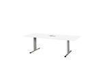 Schäfer Shop Select Besprechungstisch Planova Basic, mit Tischanschlussfeld, Rechteck, T-Fuss, B 2000 x T 800 x H 717 mm, weiss/weissaluminium RAL 9006