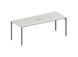 Schäfer Shop Genius Konferenztisch MODENA FLEX, 3-fach Anschluss, Rechteck, 4-Fuss Rundrohr, B 2000 x T 800 x H 720-840 mm, lichtgrau/weissalu