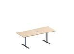 Schäfer Shop Genius Konferenztisch MODENA FLEX, 3-fach Anschluss, Rechteck, T-Fuss Rechteckrohr, B 2000 x T 800 x H 650-850 mm, Ahorn/weissalu