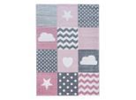 Ayyildiz , Pink , Textil , Herz , rechteckig , 140x200 cm , Oeko-Tex® Standard 100 , pflegeleicht , Teppiche & Böden, Teppiche, Kinderteppiche