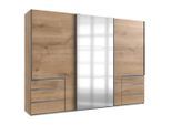Mid.you , Eichefarben , Glas, Holzwerkstoff , 3 Fächer , 6 Schublade(n) Schubladen , 300x216x65 cm , BQ - Bündnis für Qualität, Made in Germany, DIN EN ISO 9001 , Schrankfront mit Spiegel ,