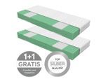 Primatex Deluxe , Weiß , Textil , H3 , Füllung: Polyester, Hohlfaser , 90x200 cm , Oeko-Tex® Standard 100 , Bezug abnehmbar/waschbar, Ober- und Unterseite versteppt, wendbar, optimale Belüftung, für verstellbare Lattenroste geeignet, Tragegriffe, atmungsaktiv, aktive Schulterzone, antibakteriell, Wendematratze, Bezug rundum abnehmbar, Matratzenklasse Silber, Matratzenentfaltung in 48 Stunden , Sch