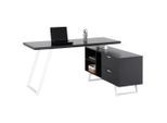 Mid.you , Grau, Weiß , Metall, Holzwerkstoff , 2 Schublade(n) Schubladen , rechteckig , 150x75x60-120 cm , Stauraum , Büromöbel, Schreibtische, Eckschreibtische