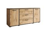 P & B , Eiche Wotan , Holzwerkstoff , 3 Schublade(n) Schubladen , 150x68x40 cm , FSC , stehend , Kleinmöbel, Kommoden, Sideboards