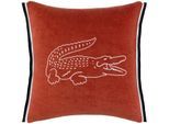 Dekokissen LACOSTE "LBREAK", rot (sierra), B:45cm L:45cm, Baumwolle, Polyester, Dekokissen_Sitzkissen_Kissenhüllen, Mit Lacoste-Krokodil in weißer Stickerei
