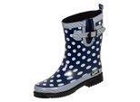 Gummistiefel BOCKSTIEGEL "Dorin", Damen, Gr. 36, blau (blau, weiß), Obermaterial: 100% Naturkautschuk NaRubber., Schuhe Gummistiefel