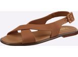 Sandale HEINE, Damen, Gr. 40, braun (cognac), Leder, Schuhe Sandale