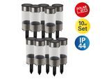 LED Solarleuchte NÄVE "Rota", silber (silberfarben), B:5cm H:19cm L:5cm Ø:5cm, Leuchten, 10er Set runde Dekoerdspieße, LED warmweiß, je H: 19cm, D: 5cm, silber