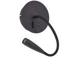 BRILLIANT LED Wandstrahler "Jutta", braun (sand schwarz), Ø 14cm H: 41cm, 1 Stk., Leuchten, USB-Anschluss, flexibler Lesearm, 170 lm, 3000 K, LED Wandstrahler