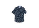 TOM TAILOR Herren Regular Fit Kurzarmhemd mit Muster, blau, Gemustert, Gr. M