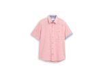 TOM TAILOR Herren Regular Fit Kurzarmhemd aus Baumwolle, rot, Meliert, Gr. M