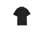 TOM TAILOR DENIM Herren Jersey Poloshirt aus Baumwolle, schwarz, Uni, Gr. M