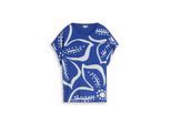 TOM TAILOR Damen T-Shirt im Material-Mix, blau, Uni, Gr. M