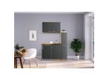 Respekta , Grau, Eichefarben , Metall , 1 Schublade(n) Schubladen , nur wie online abgebildet bestellbar , E , 130x146x60 cm , Made in Germany , links aufbaubar, rechts aufbaubar , Küche, Küchenblöcke, Miniküchen