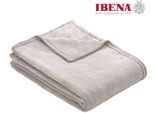 Wohndecke IBENA "Uni Fleecedecke Olbia", grau (hellgrau), B:130cm L:180cm, Polyester, Wohndecken, Wohndecke, einfarbig schick, Kuscheldecke
