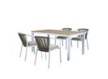Ambia Garden , Weiß, Teakfarben , Metall , 90x74x160 cm , Grüner Punkt, Europäischer Sicherheitsstandard , UV-beständig , Gartenmöbel, Gartenmöbel-Sets, Gartengarnituren