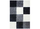 Ayyildiz , Grau, Schwarz, Weiß , Textil , Karo , rechteckig , 120x170 cm , Oeko-Tex® Standard 100 , für Fußbodenheizung geeignet, schmutzabweisend, für Hausstauballergiker geeignet, lichtunempfindlich, antistatisch, pflegeleicht, strapazierfähig, leicht zusammenrollbar , Teppiche & Böden, Teppiche, Hochflorteppiche, Hochflorteppiche eckig, Hochflorteppiche rechteckig