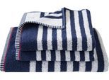 Duschtuch DYCKHOFF "Maritim, Sea Stripe", blau (navy), B:70cm L:140cm, Frottier, Obermaterial: 100% Baumwolle, Handtücher