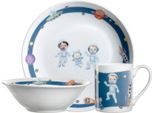 Kindergeschirr-Set LEONARDO "BAMBINI AVVENTURA", bunt (mehrfarbig), 3 Stk., Porzellan, Geschirr-Sets, Kindergeschirr-Set, Weltall