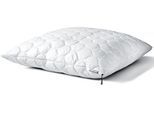 Baumwollkissen DUNLOPILLO "Fusion 40x80 oder 80x80 cm, luftdurchlässig, Climate-Control-Bezug", weiß, B:80cm H:15cm L:80cm, Bezug: 100% Baumwolle. Füllung: 100% Polyester, Kopfkissen, Baumwollkissen, Dunlofill Helix-Micro-Faser, allergikerfreundlich, hohe Qualität