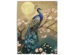 Poster REINDERS "Birds in Style", blau (farbe bild(er): blau), B:60cm H:80cm T:0,1cm, Bilder, Poster, Garten - Pfau - Blütenzweig - Leinwand - Tiere - 60x80 cm