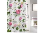 Duschvorhang KLEINE WOLKE "Rosalie", bunt (multicolor, weiß), B:180cm H:180cm, Polyester, Duschvorhänge, Duschvorhang, mit Beschwerungsband