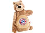 Schmusetuch NICI "FC BAYERN MÜNCHEN, Handpuppe Berni 2in1 26x25 cm", Baby, braun, Plüsch, Polyester, Schnuffeltücher Schmusetuch, mit dem Vereinslogo auf dem Bauch