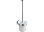 WC-Garnitur WENKO "Bosio", silber (silberfarben), B:10cm H:35cm L:14cm Ø:8cm, Edelstahl, Glas, Reinigungsbürsten, WC-Garnitur, Edelstahl rostfrei