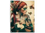 Poster REINDERS "Jaime Ibarra - Bohemian Chic", orange (farbe bild(er): orange), B:60cm H:80cm T:0,1cm, Bilder, Poster, Garten - Schmetterling - Ibiza - Hippie - Orange - Leinwand - 60x80 cm