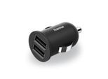 USB-Ladegerät HAMA "Ladeadapter für Zigarettenanzünder, 2,4A / 12W, 2 fach USB", schwarz, Ladegeräte, USB-Ladegerät