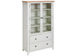 Mid.you Vitrine, Klar, Natur, Weiß, Holz, Glas, Holzwerkstoff, Eiche, Kiefer, furniert, massiv, 3 Fächer, 2 Schublade(n) Schubladen, 100x165x43 cm, Wohnzimmer, Wohnwände, Vitrinenschränke