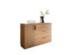 Linea Natura Sideboard Rubea, Eiche, Holz, Eiche, massiv, 2 Fächer, 3 Schublade(n) Schubladen, 147x94x42 cm, Beimöbel erhältlich, stehend, Holzmöbel, Kleinmöbel Holz, Holzkommoden, Sideboards Holz
