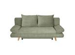 Carryhome Schlafsofa, Salbeigrün, Holz, Buche, massiv, 2-Sitzer, Füllung: Schaumstoffflocken, 200x75x85 cm, Schlafen auf Sitzhöhe, haustierfreundlicher Bezug, Wohnzimmer, Sofas & Couches, Schlafsofas, Schlafsofas mit Bettkasten