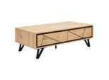 Mid.you Couchtisch, Schwarz, Eiche, Metall, Holzwerkstoff, 2 Schublade(n) Schubladen, rechteckig, Flachrohr, 120x60x38 cm, Bsci, Wohnzimmer, Wohnzimmertische, Couchtische