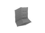 Sesselauflagenset, Grau, Textil, 6-teilig, Uni, Füllung: Schaumstoff, Vlies, 50x7x120 cm, Oeko-Tex® Standard 100, pflegeleicht, hochwertige Qualität, langlebig, für den Außenbereich geeignet, mittels Bändern zu befestigen, Gurtband befestigen, Outdoor-Kissen, Gartenstuhlauflagen, Hochlehner-Auflagen