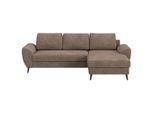 Mid.you , Taupe , Textil , seitenverkehrt montierbar, L-Form , 255x154 cm , Liegefunktion , Wohnzimmer, Sofas & Couches, Wohnlandschaften, Ecksofas