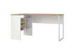 P & B , Weiß, Eichefarben , Metall , Holzoptik , 2 Schublade(n) Schubladen , rechteckig , 81x76.8x145.1 cm , Büromöbel, Schreibtische, Eckschreibtische