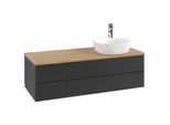 Villeroy und Boch Antao Waschtisch-Unterschrank K23151PD 120x36x50cm, Hahnloch, Waschbeckenplattenfarbe honey oak, black matt lacquer