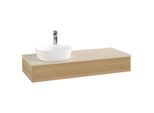 Villeroy und Boch Antao Waschtisch-Unterschrank L11053HN mit Beleuchtung, 120x19x50cm, Hahnloch, Waschbeckenplattenfarbe botticino, honey oak