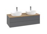 Villeroy und Boch Antao Waschtisch-Unterschrank K24051GK 120x36x50cm, Hahnloch, Waschbeckenplattenfarbe honey oak, anthracite matt lacquer