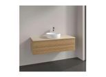 Villeroy und Boch Antao Waschtisch-Unterschrank L21153HN mit Beleuchtung, 2 Auszüge, 1200 x 360 x 500 mm, Front mit Struktur, Honey Oak / Botticino
