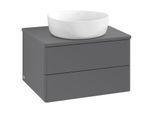 Villeroy und Boch Antao Waschtisch-Unterschrank K18050GK 60x36x50cm, Hahnloch, Waschbeckenplattenfarbe Lack, anthracite matt lacquer