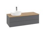 Villeroy und Boch Antao Waschtisch-Unterschrank K22151GK 120x36x50cm, Hahnloch, Waschbeckenplattenfarbe honey oak, anthracite matt lacquer